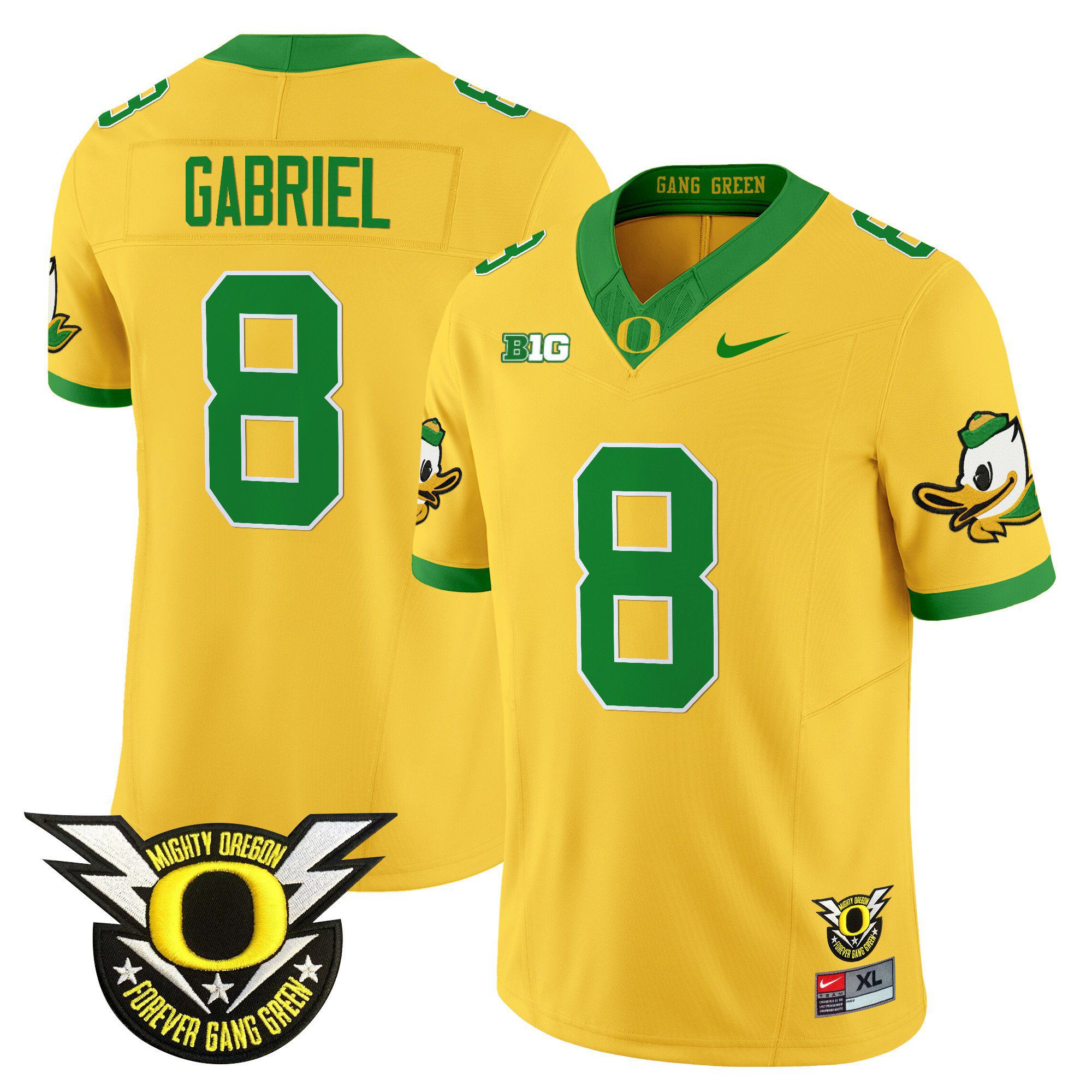 Men Oregon Ducks #8 Gabriel Yellow 2024 Nike Forever Gang Green & BIG Patch Vapor Limited NCAA Jersey->indianapolis colts->NFL Jersey